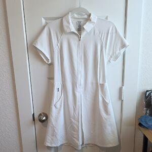 Athleta White Athletic Short Sleeve Zip-Up Dress XS #98